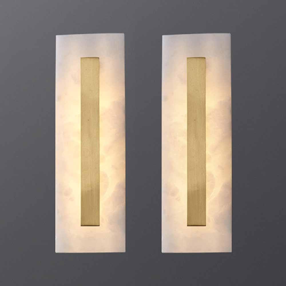 TRIVIDHA Marble Sconces Wall Lighting Modern Marble Linear Wall Light Indoor Brass Gold Hallway Wall Sconces Fixtures Dimming LED Bedroom Wall Lamp For Living Room Showroom Porch Entrance