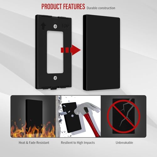 Image of MX Blank Dummy Cover Plate, 1 Module 11.5x45 mm Modular Socket Faceplate, Black Wall Cover, Pack of 2 for Electrical and AV Installations