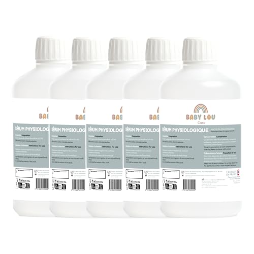 BABYLOU CARE | Suero fisiológico en botella 5x500ml | NaCl 0,9% | Fabricado en Francia | Lavado de fosas nasales | Higiene nasal | Para irrigación externa