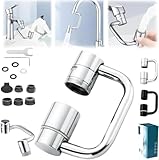 2026 Upgraded Universal Sink Faucet 1080° Rotating Faucet Extender with Upward Facial Mist, U Shaped Faucet Extender, 360° Faucet Aerator for Bathroom Kitchen, 4 Water Modes Adjustable (Silver)