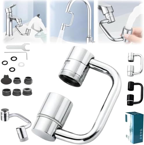 2026 Upgraded Universal Sink Faucet 1080 Rotating Faucet Extender with Upward Facial Mist U Shaped Faucet Extender 360 Faucet Aerator for Bathroom Kitchen 4 Water Modes Adjustable (Silver)