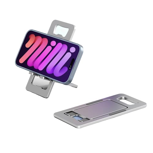 Dopommy スマホスタンド スマホ立て iphoneスタンド 薄型 卓上 アルミ合金製 折り畳み 角度調整 横縦置き台 持ち運び便利 4.7-6.8インチのiPhone Androidのスマホに対応 (シルバー)