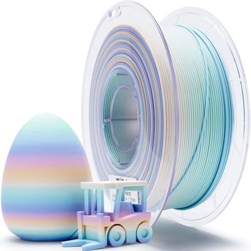 ZIRO Filamento mate PLA multicolorido 1,75 mm, filtro mate de gradiente rápido para impressoras 3D, precisão dimenonal +/-0,03 mm, bobina de 1 kg, espectro pastel