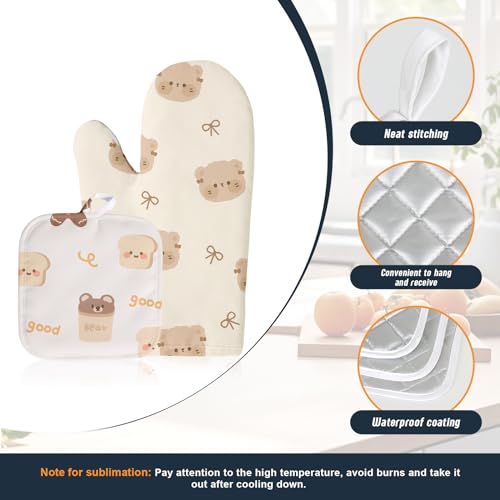 Clonivent CL-001 7 Pcs Blank Sublimation Oven Mitts Set Include Sublimation Heat Resistance Oven Glove And Pot Holders Kitchen Dish Towels With Soft Polyester thumb #1