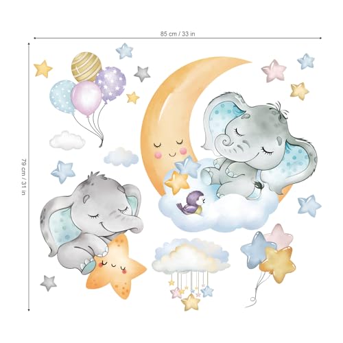 Vinilos Decorativos Infantiles Elefantes y Luna Fufuquare miniatura 5