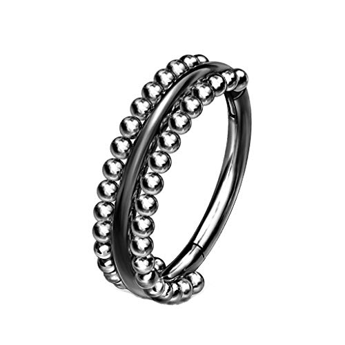 Piercing cartilage oreille anti-irritation anneau triple rang acier chirurgical