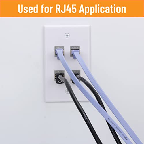 Placa de pared Cat7 de 4 puertos RJ45 con acoplador hembra a hembra y soporte blanco 6