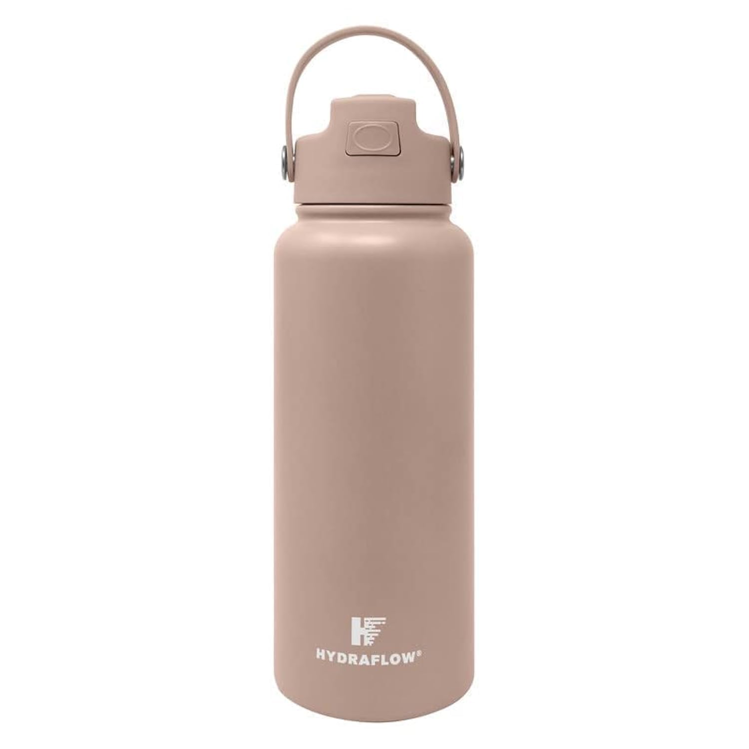 Hydraflow Hybrid - Triple Wall Vacuum Insulated Water Bottle with Flip Straw (34oz, Khaki) Stainless Steel Metal Thermos, Reusable Leak Proof BPA-FREE for Sports and Travel