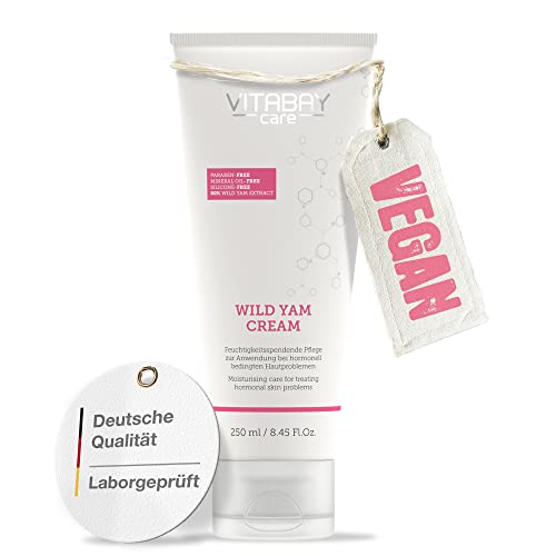 Vitabay Crema de Ñame Silvestre 250 ml - Crema con 80% de extracto de raíz de ñame para rostro y cuerpo - 64% de diosgenina - 100% libre de nanopartículas y sin hormonas sintéticas