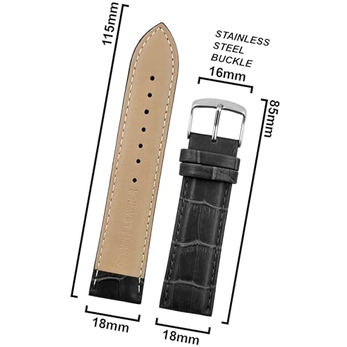Image of DBLACK ''HIKRO'' Leather Watch Strap, Bamboo Design Full Padded Watch Belt / / For 18mm, 20mm, 22mm, 24mm, or 26mm Watch Band (Choose Your Size & Color)
