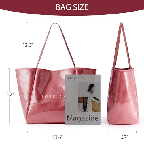 Image of KALIDI PVC Tote Women Weekender Bag Large Shopper Handbag Oversize Shoulder Travel Purse