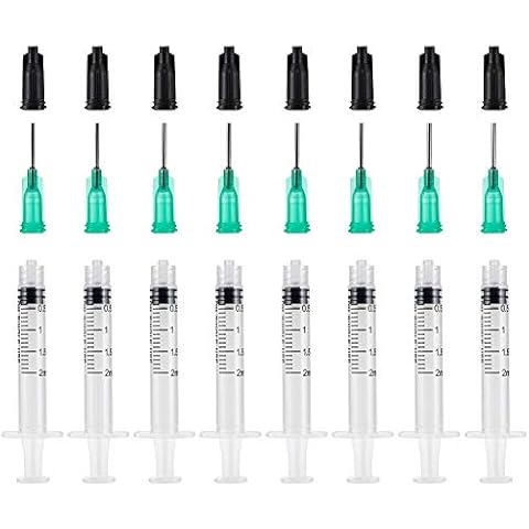 Shintop 2ml Syringe with 18G 1/2 Inch Blunt Tip Needles, Syringe Caps for Experiments, Industrial Use (30 Pack) Cover