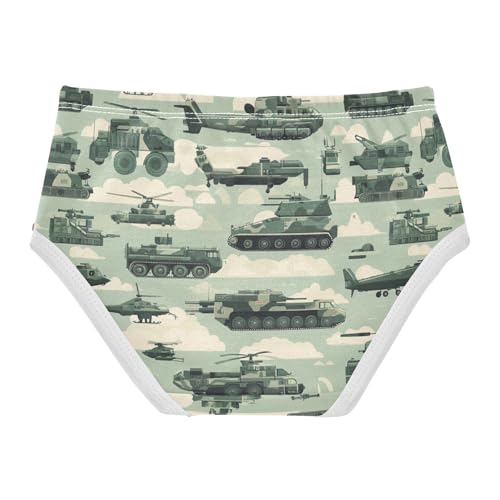 Wusikd Army Girls' Underwear Cotton Vehicles Girls Briefs Soft Toddler Underwear 2T2