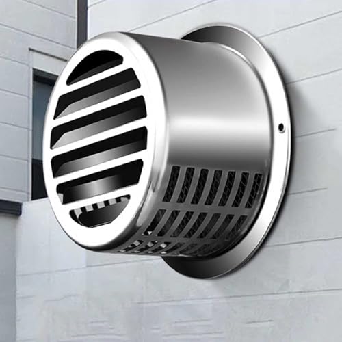 WBRSybUK Campana extractora de ventilación Redonda para Secadora, Cubierta de ventilación Interior y Exterior con Rejilla de ventilación de Malla incorporada para baño, Oficina, Cocina.