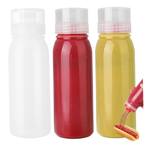 Nuiorfty Bottiglie da spremere per condimenti 3 pezzi 380ml Bottiglie da spremere a prova di perdite per salse vuote con tappo su