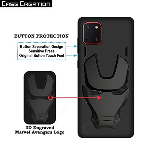 Image of COVERLY Official 3D Touch Feel Trending Marvel Avengers Logo Mask Soft Rugged Grip Silicone Iron Man Super Power Cartoon Movie Engraved Silicone Matte Back Cover for Xiaomi Poco C3 -Black