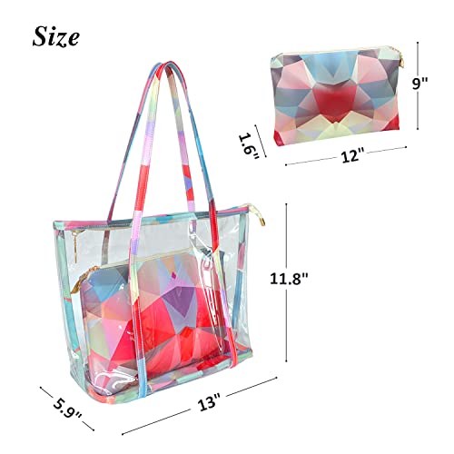 MICOM Clear Purse PVC Transparent Bag Work Handbags for Women Girls (Pink)2