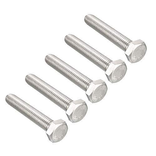 Image of 5 Pcs M10 Hex Bolt M10-1.5 x 60mm UNC Hex Head Screw Bolts A2-70(304) Stainless Steel Fully Threaded Hex Tap Bolts，Plain Finish，Fully Threaded (M10 x 60mm)