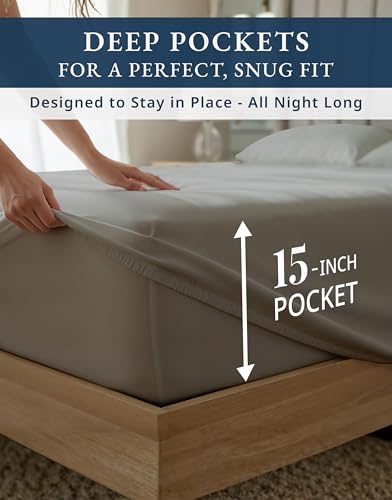 Image of LANE LINEN Sheets Queen Size Bed Set 100% Egyptian Cotton Sateen - Charcoal