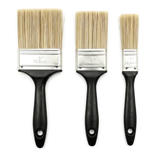 Paint Brushes,Flat Paint Brushes,Chip Paint Brushes Set of 3,Professional Paint Tools with Plastic Handle for Walls,DIY Paint,Fence Staining,Furniture,Wood, Wall Trim((Width1/2"/3")