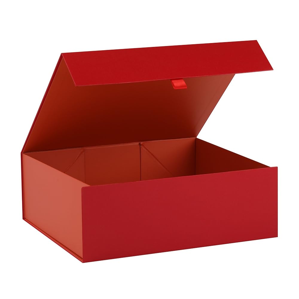 PLINJOY Large Gift Box 13.5x11.8x4.7 Inches, Red Gift Boxes for Presents with Magnetic Closure Lid, Luxury Gift Box Rectangle Collapsible Boxes for Gift Packaging โ image 1