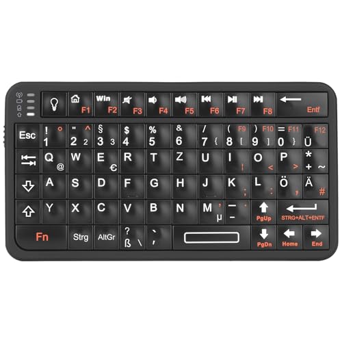 Rii Mini Bluetooth Tastatur, Tragbare Drahtlose mit Hintergrundbeleuchtung, Handflächengroß(11x6x1cm), Wiederaufladbare Mini Tastatur für Smart TV/Android TV Box/Smartphone/HTPC/IPTV