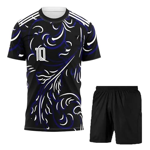Image of Argetinaa Football Jersey 2024 Mesii 10 with Black Shorts (Boys & Kids)