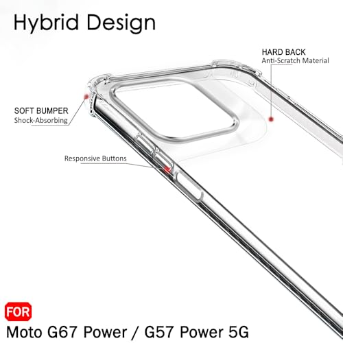 Image of TheGiftKart Crystal Clear Back Cover Case for Motorola Moto G67 Power / G57 Power 5G | Shock Proof 360 Protection | Hard Clear Back Case for Moto G67 Power / G57 Power (PC & TPU, Transparent Bumper)