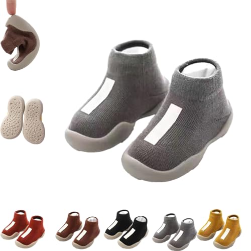 Tiny Explorings Sock Shoes, Non-Slip Breathable Warm, Tiny Explorings Sock Shoes Infant, for Baby Boy Girl 6-24 Months (Grey,12-18 Months Toddler)
