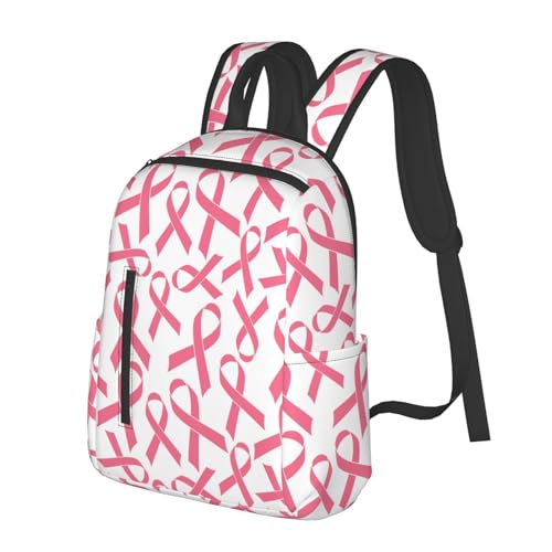 Pink Breast Cancer Ribbon Backpack Bookbag Outdoor Daypack with Adjustable Shoulder Straps Multipurpose Backpack2