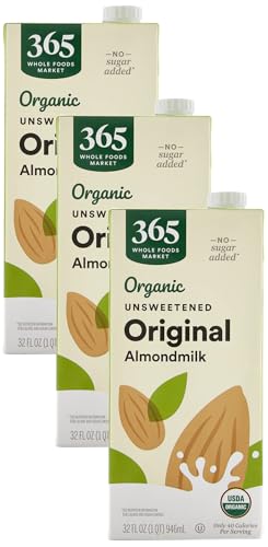 365 by Whole Foods Market, Organic Unsweetened Almond Milk, 32 Fl Oz (Pack of 3)