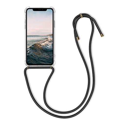 kwmobile Crossbody Case Compatible with Apple iPhone 11 - Clear Transparent TPU Cell Phone Cover with Neck Cord Lanyard Strap - Transparent/Black