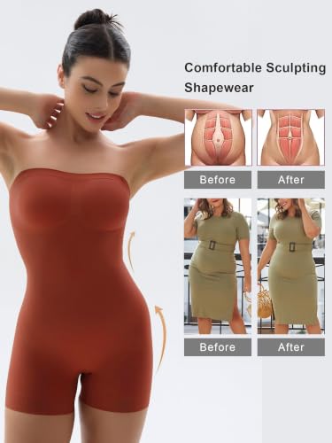 Image of SHAPERX Strapless Shortie Bodysuit for Women Tummy Control Shapewear Seamless Sculpt Body Shaper with Removable Straps