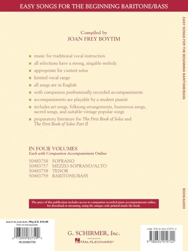 Easy Songs for Beginning Singers - Baritone/Bass (Book/Online Audio) - Image 2