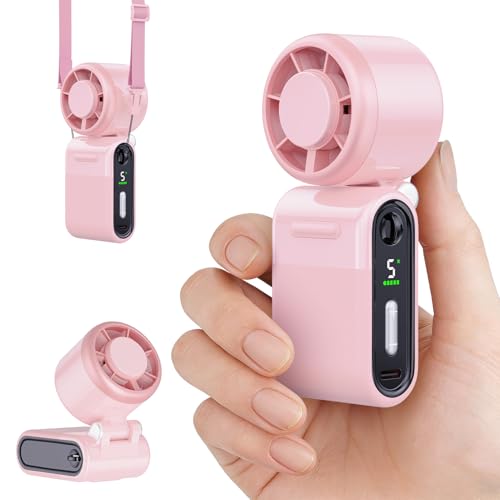 Image of Mini Portable Handheld Turbo Fan - Small but Mighty, Whisper-Quiet, Long-Lasting, 5-Speed High-Velocity Rechargeable battery Fan, Personal Fan for Outdoor, Travel, Gifts for Women & Men(Pink)