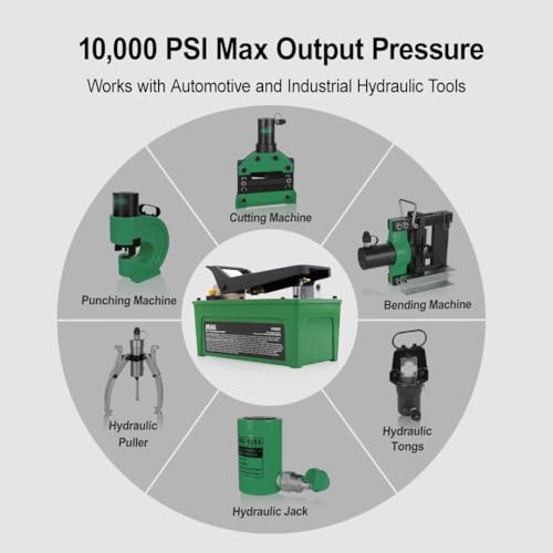 Image of 10,000 PSI Air Hydraulic Pump, NPT 3 /8 inch Oil Outlet, NPT 1 /4 inch Inlet, Foot Pedal Hydraulic Pumps with 6.6 ft Hose for for Auto Body Frame Machines, Hydraulic Tools, and Hole Punch