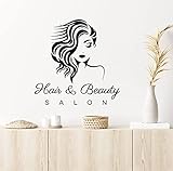 Vinyl Wall Decal Hair Beauty Salon Girl Signboard Makeup Stickers Large Decor (1436ig) Black