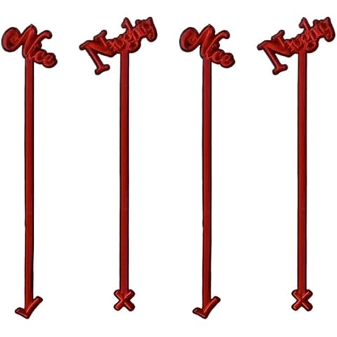 Coffee and Cocktail Stirrers, Reusable Plastic Stirrer Sticks, 24 Red Naughty & Nice Christmas Swizzle Sticks, Use as a Cocktail Garnish, Holiday, Christmas Party Decorations and Bar Supplies, 6 inch. Cover