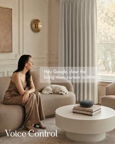 Image of Graywind Motorized Curtains with Track, Room Darkening Smart Curtains, Hardwired Curtains Compatible with Alexa Google Home Remote Control for Large Windows, Custom Drapes Up to 220 inch, Bloom (Beige)