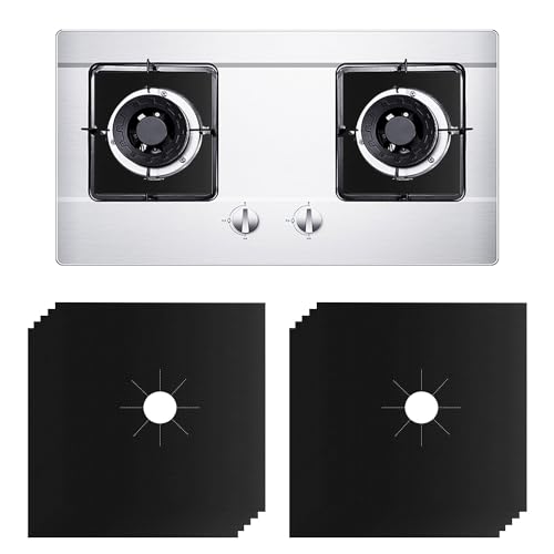 RYAN 10 Pezzi Copri Fornelli Cucina a Gas 27 x 27 cm Copri Piano Cottura Facile da Pulire Coperchio Piano Cottura Proteggi Fornelli Cucina per Fornelli a Gas Tappetino Pulito (Nero), SJ-MQZD2-Z24