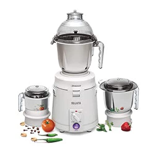 Sujata Dynamix DX Mixer Grinder, 900W, 3 Jars (White,Plastic)