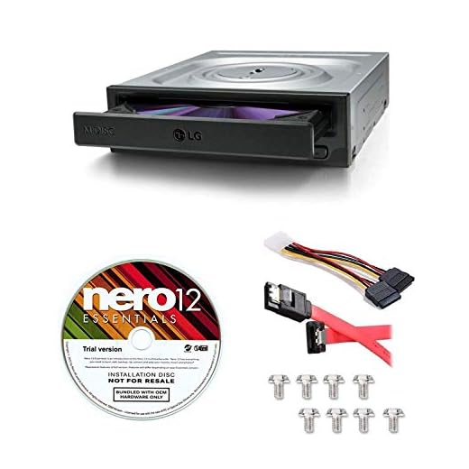 LG Internal 24x Super Multi with M-DISC Support DVD Burner (GH24NSC0B) Bundle with Nero 12 Essentials Burning Software + Cable Kit