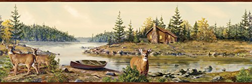 Chesapeake HTM48412B Cabin Creek Sand Portrait Wallpaper Border