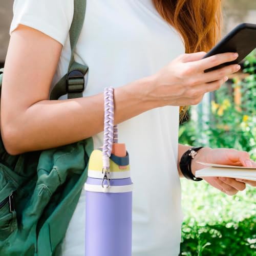 Image of Water Bottle Handle Strap Compatible with Owala & Stanley Cups | Hand-Woven Lanyards Silicone Cup Sling, Carrier, Holder with Strap for Outdoor Sports Camping Hiking Travel
