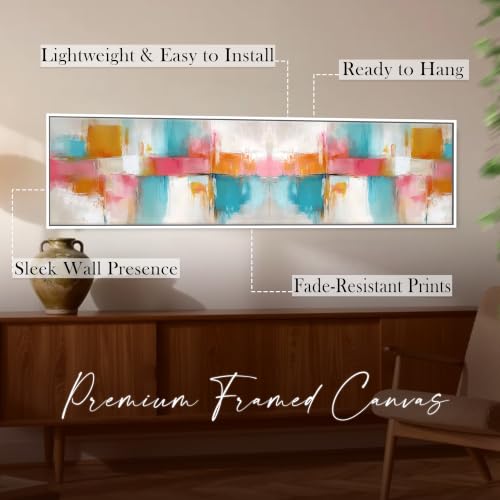 Image of PAINTINGMANTRA Multicolor Combination Wall Art Abstract Brush Stroke Paintings for Living Room, Home and Office Wall Decoration (13x47 Inch)