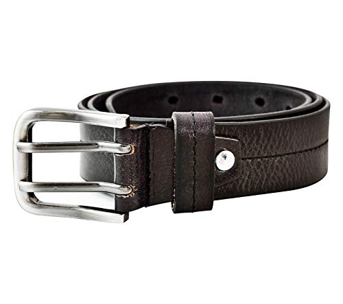 Mens Casual Stitched Belt Double Prong Leather Belts Heavy Duty Belt, Double Grommet Holes Belt for Pants BB-354