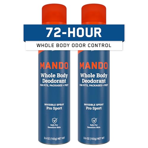 Mando Whole Body Deodorant For Men - Invisible Spray Deodorant - 72 Hour Odor Control - Low...