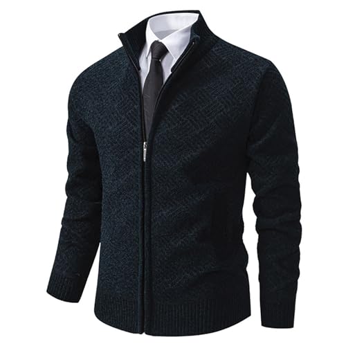 Men's Cardigan Sweaters Casual Full Zip Sweaters Knitted Cardigan with Pockets Knitwear Business Stand Collar Sweater