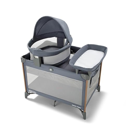 Image of Graco Pack 'n Play Travel Dome Lux Playard, Rome, 4-in-1 Baby Playpen with Bassinet, Indoor or Outdoor Portable Playpen with UV 50 Canopy