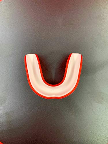 Mouth guard sports Adult moldable braces gel protective teeth|Gum Shield mouthguards for training,sparring,boxing,mma,kickboxing,basketball,hockey,lacrosse,mixed martial arts,muay thai (Red/White) - Thumbnail 2